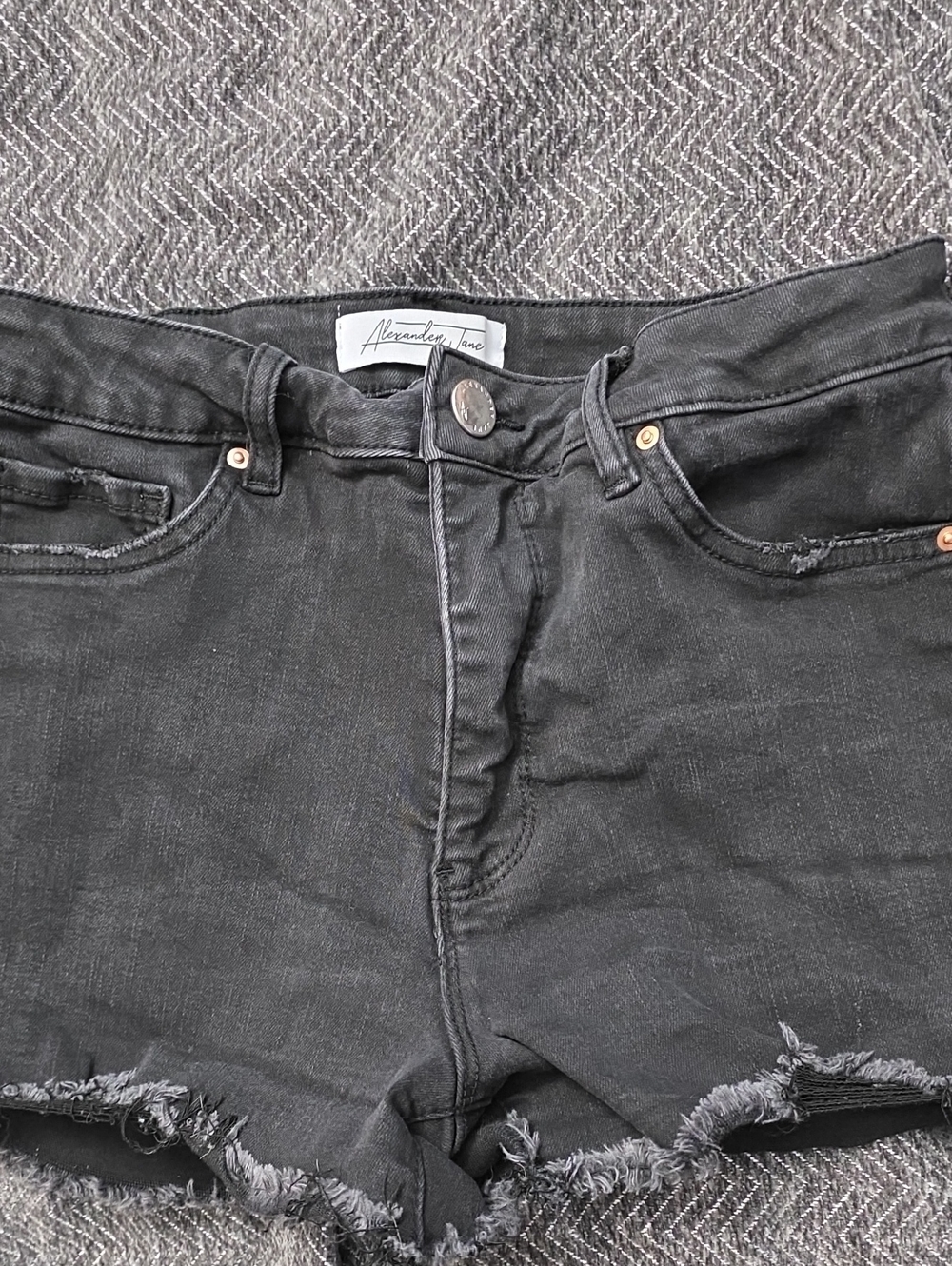 Black Frayed Hem Women’s Denim Shorts Alexander Jane